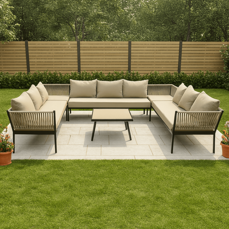 6 - Piece Comfortable Beige Outdoor Seating Set for Daily Use - Al Rugaib Furniture