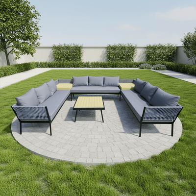 6 - Piece Modern and Contemporary Gray Outdoor Seating Set - Al Rugaib Furniture