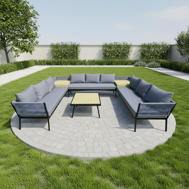 6 - Piece Modern and Contemporary Gray Outdoor Seating Set - Al Rugaib Furniture