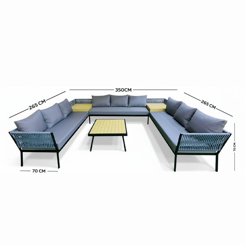 6 - Piece Modern and Contemporary Gray Outdoor Seating Set - Al Rugaib Furniture