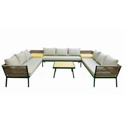 6 - Piece Outdoor Seating Set with Luxurious Beige and Brown Touch - Al Rugaib Furniture