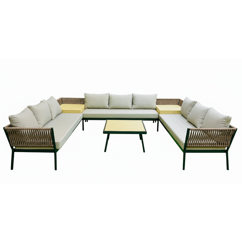 6 - Piece Outdoor Seating Set with Luxurious Beige and Brown Touch - Al Rugaib Furniture