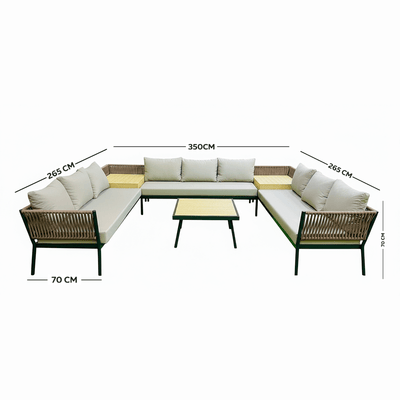 6 - Piece Outdoor Seating Set with Luxurious Beige and Brown Touch - Al Rugaib Furniture