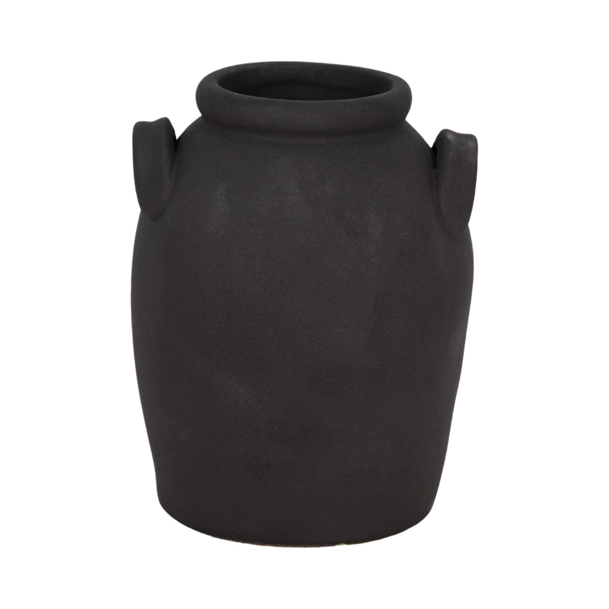 6" Rough Finish Jug With Handles, Black Vases and Jars| Sagebrook Home