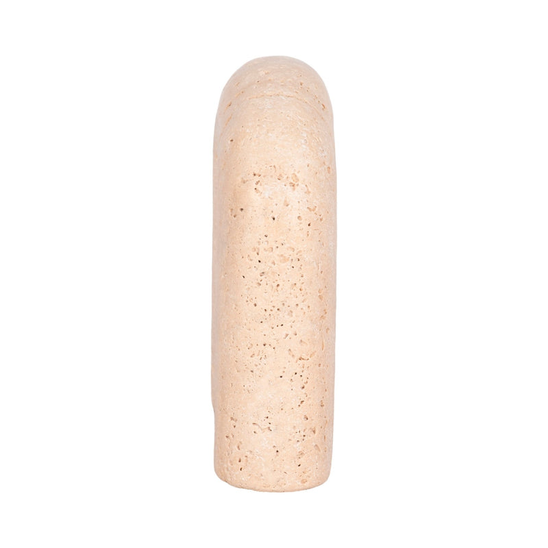6" Rounded Travertine Arch Object, Tan - Al Rugaib Furniture