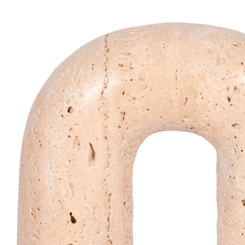 6" Rounded Travertine Arch Object, Tan - Al Rugaib Furniture