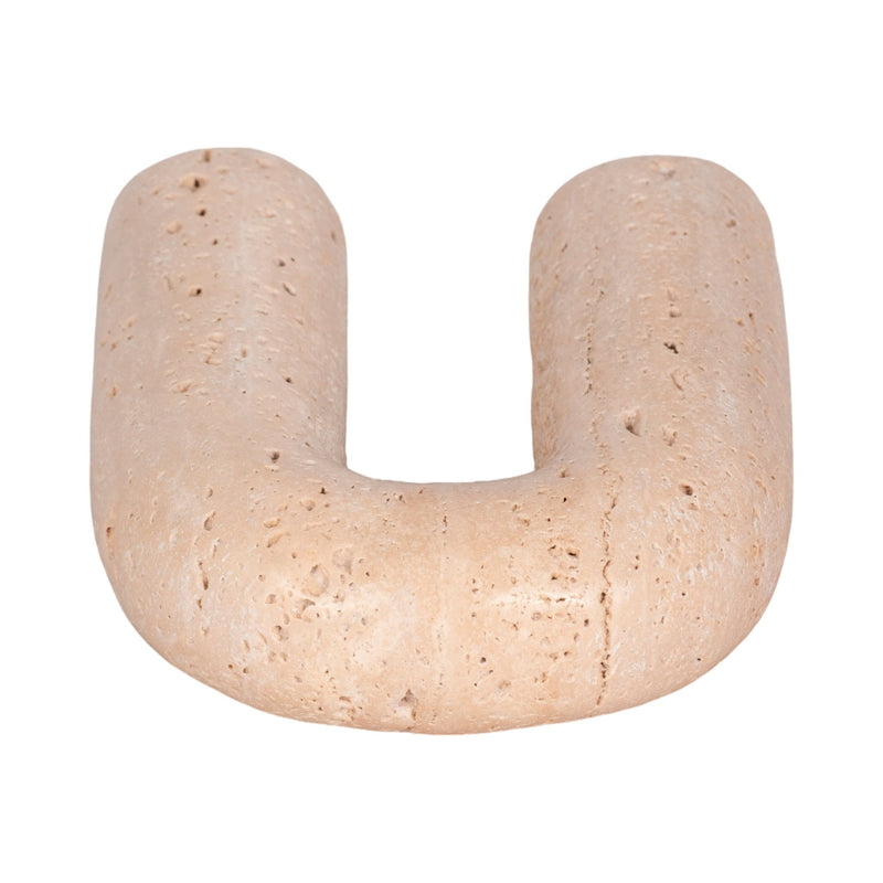 6" Rounded Travertine Arch Object, Tan - Al Rugaib Furniture