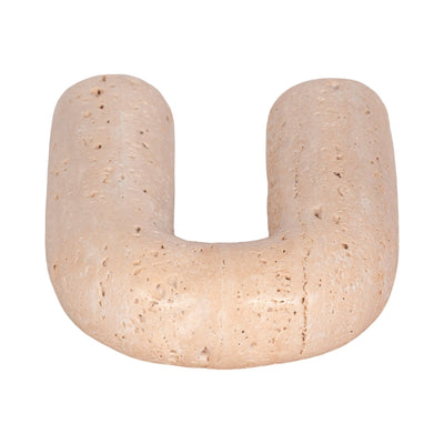6" Rounded Travertine Arch Object, Tan - Al Rugaib Furniture