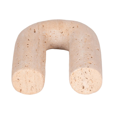 6" Rounded Travertine Arch Object, Tan - Al Rugaib Furniture