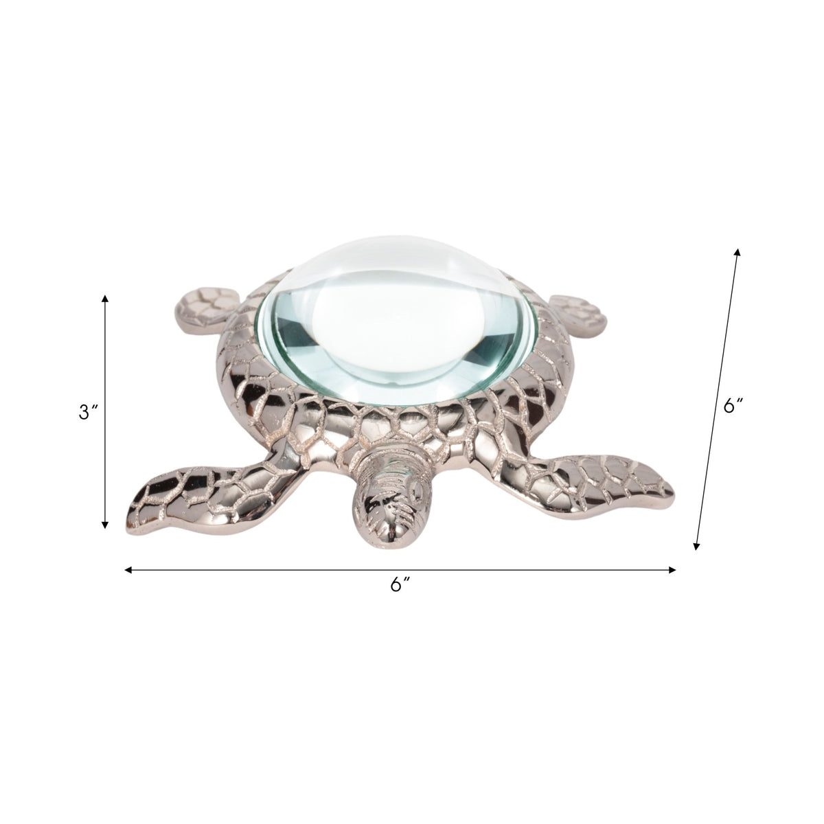 6" Sea Turtle Magnifying Glass, Silver Table Decors| Sagebrook Home
