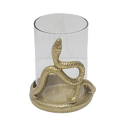 6" Snakearound Pillar Holder, Gold - Al Rugaib Furniture