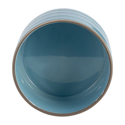 6" STRIPED PLANTER W/ WOOD STAND, SKYBLUE - Al Rugaib Furniture
