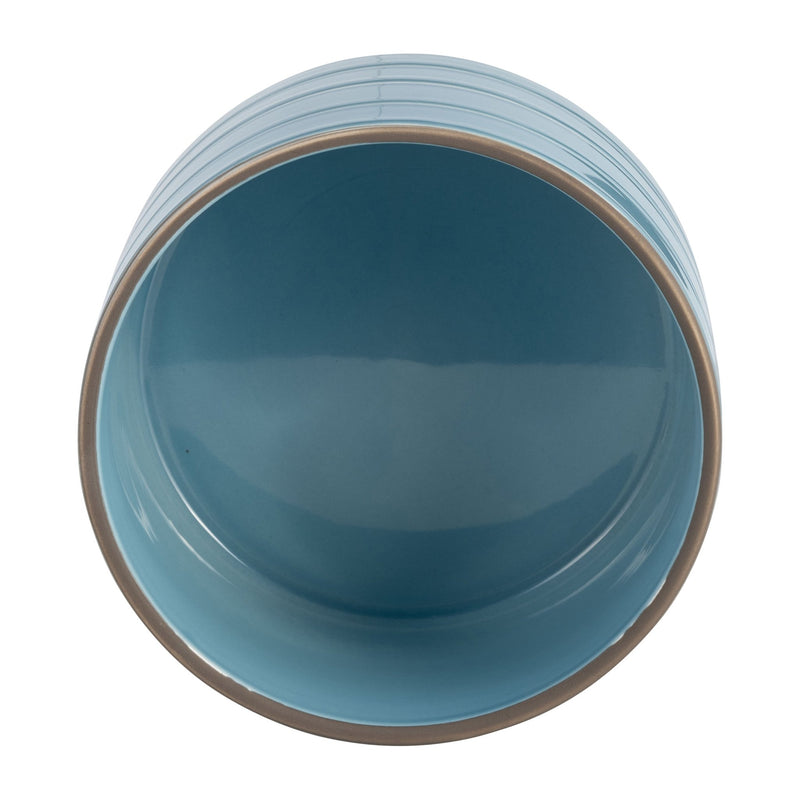 6" STRIPED PLANTER W/ WOOD STAND, SKYBLUE - Al Rugaib Furniture