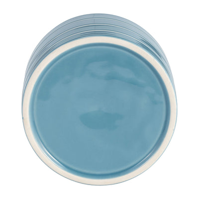 6" STRIPED PLANTER W/ WOOD STAND, SKYBLUE - Al Rugaib Furniture