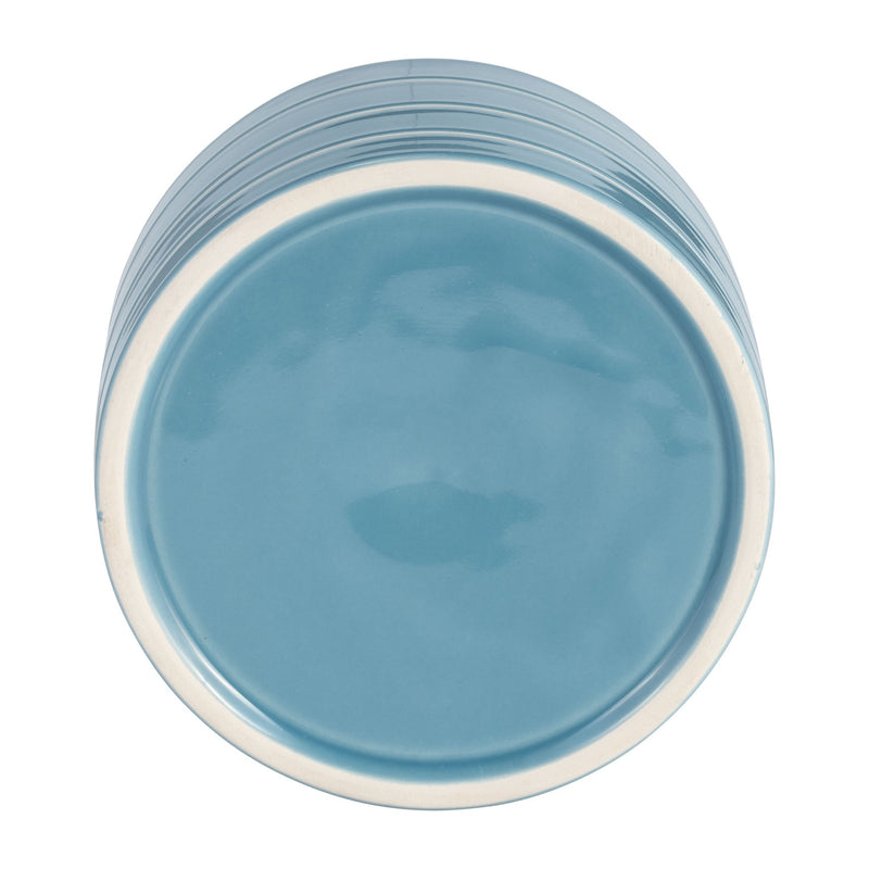 6" STRIPED PLANTER W/ WOOD STAND, SKYBLUE - Al Rugaib Furniture