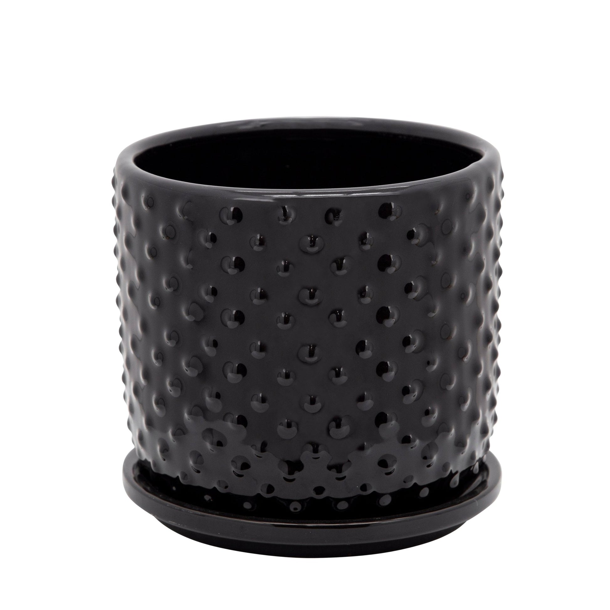 6" TINY DOTS PLANTER W/ SAUCER, BLACK Outdoor Planters| Sagebrook Home