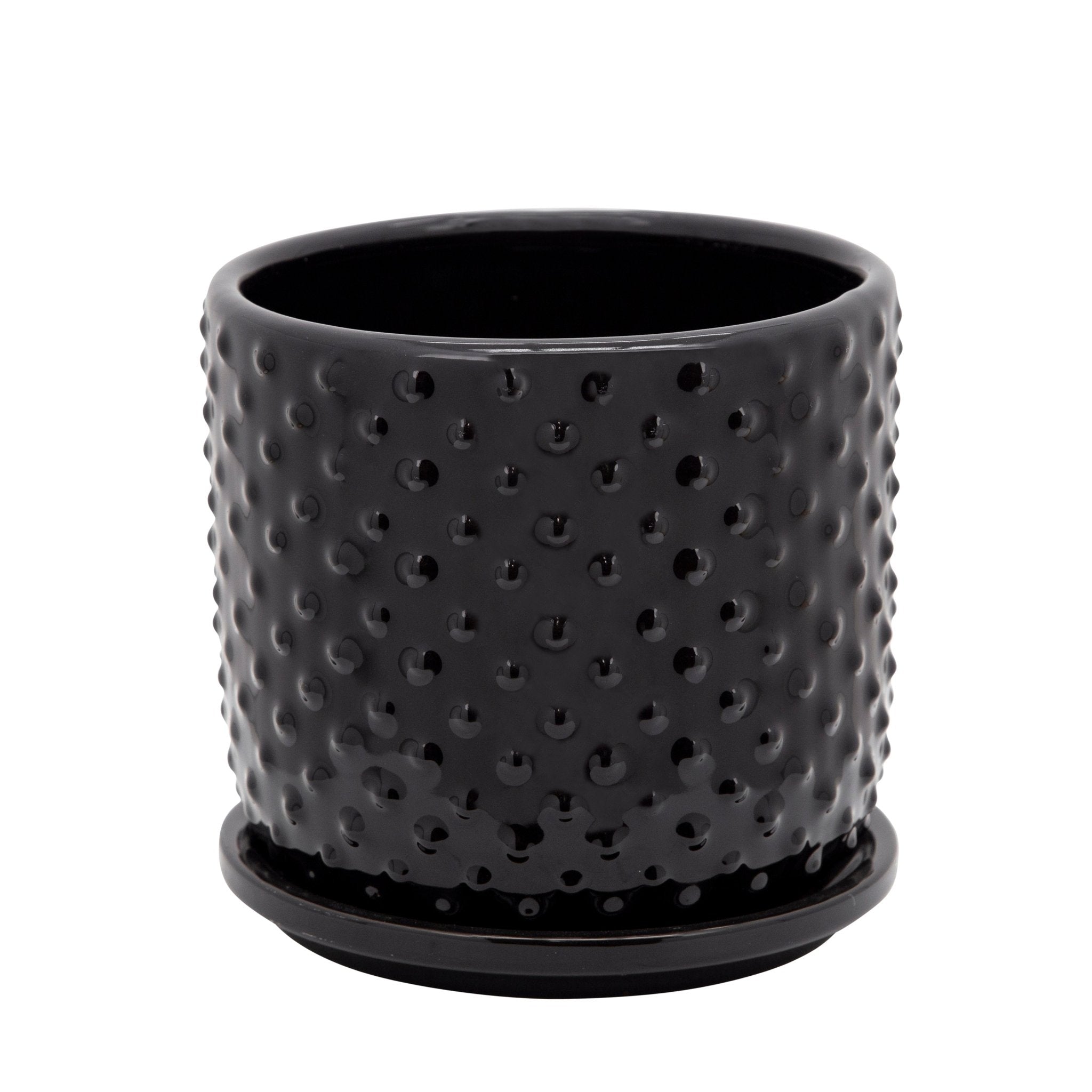 6" TINY DOTS PLANTER W/ SAUCER, BLACK Outdoor Planters| Sagebrook Home