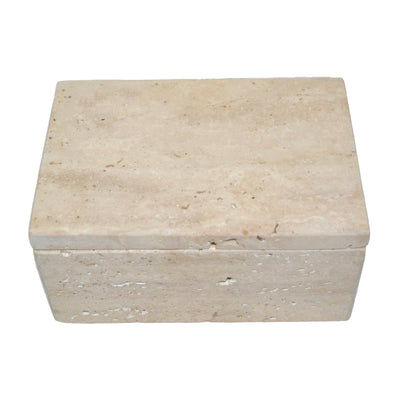 6" Travertine Box, Tan - Al Rugaib Furniture