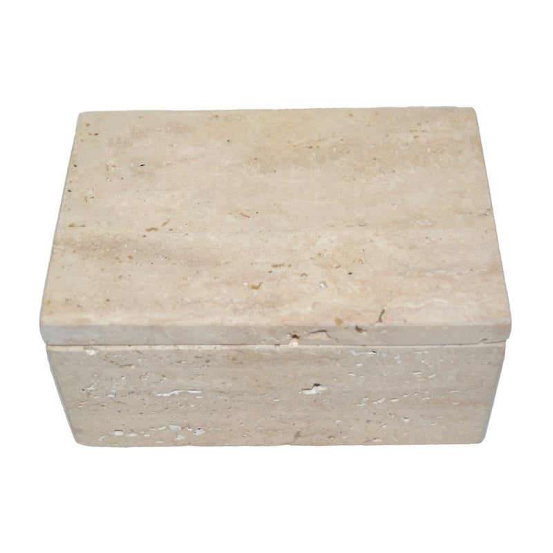 6" Travertine Box, Tan - Al Rugaib Furniture