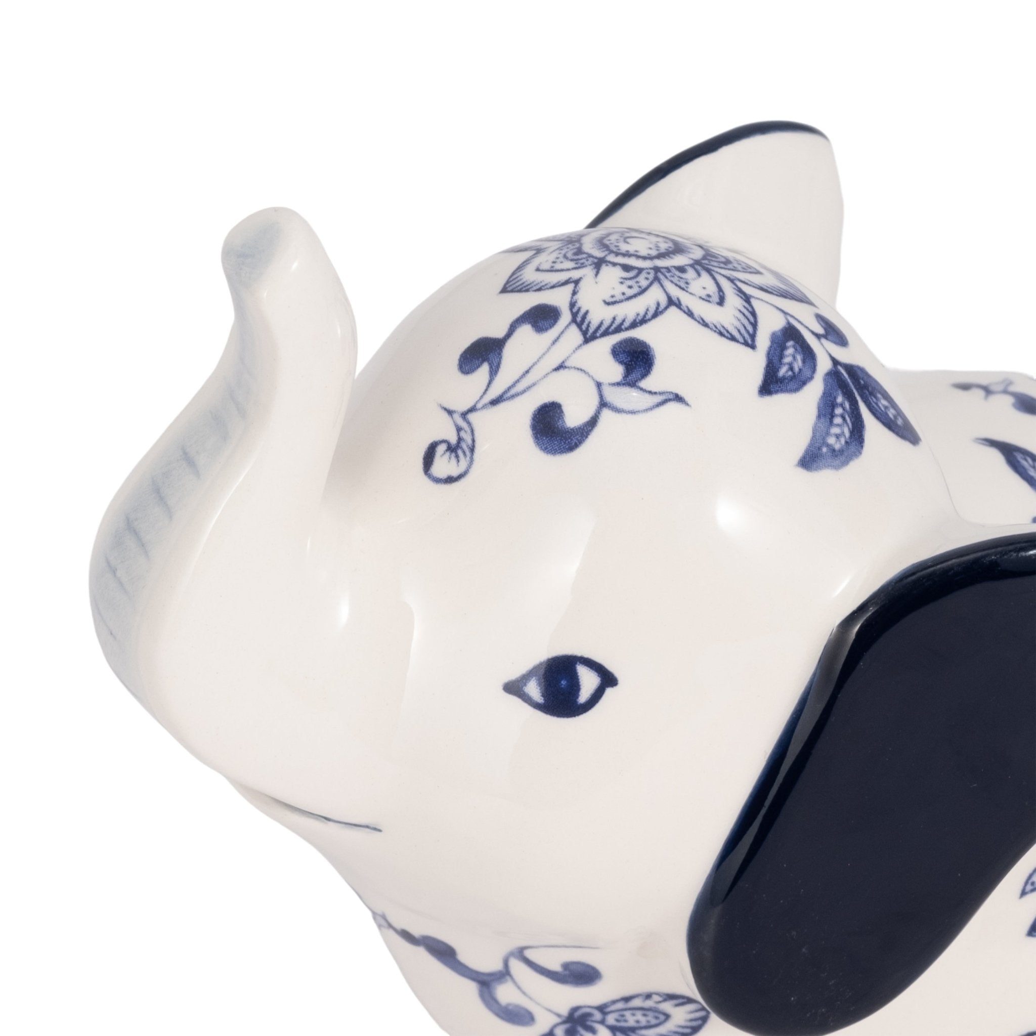6" Trunk Up Chinoiserie Elephant, Blue/white Table Decors| Sagebrook Home
