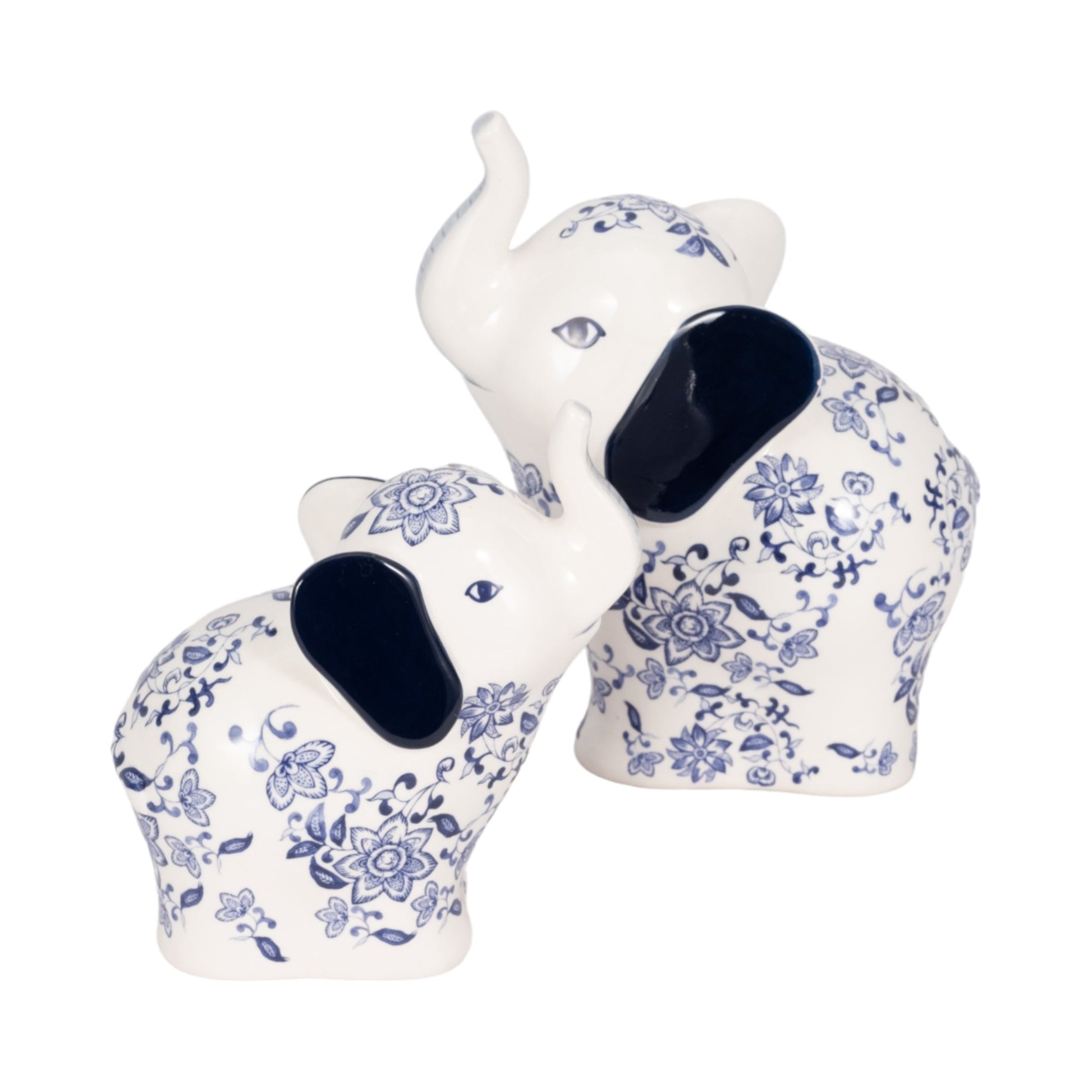 6" Trunk Up Chinoiserie Elephant, Blue/white Table Decors| Sagebrook Home