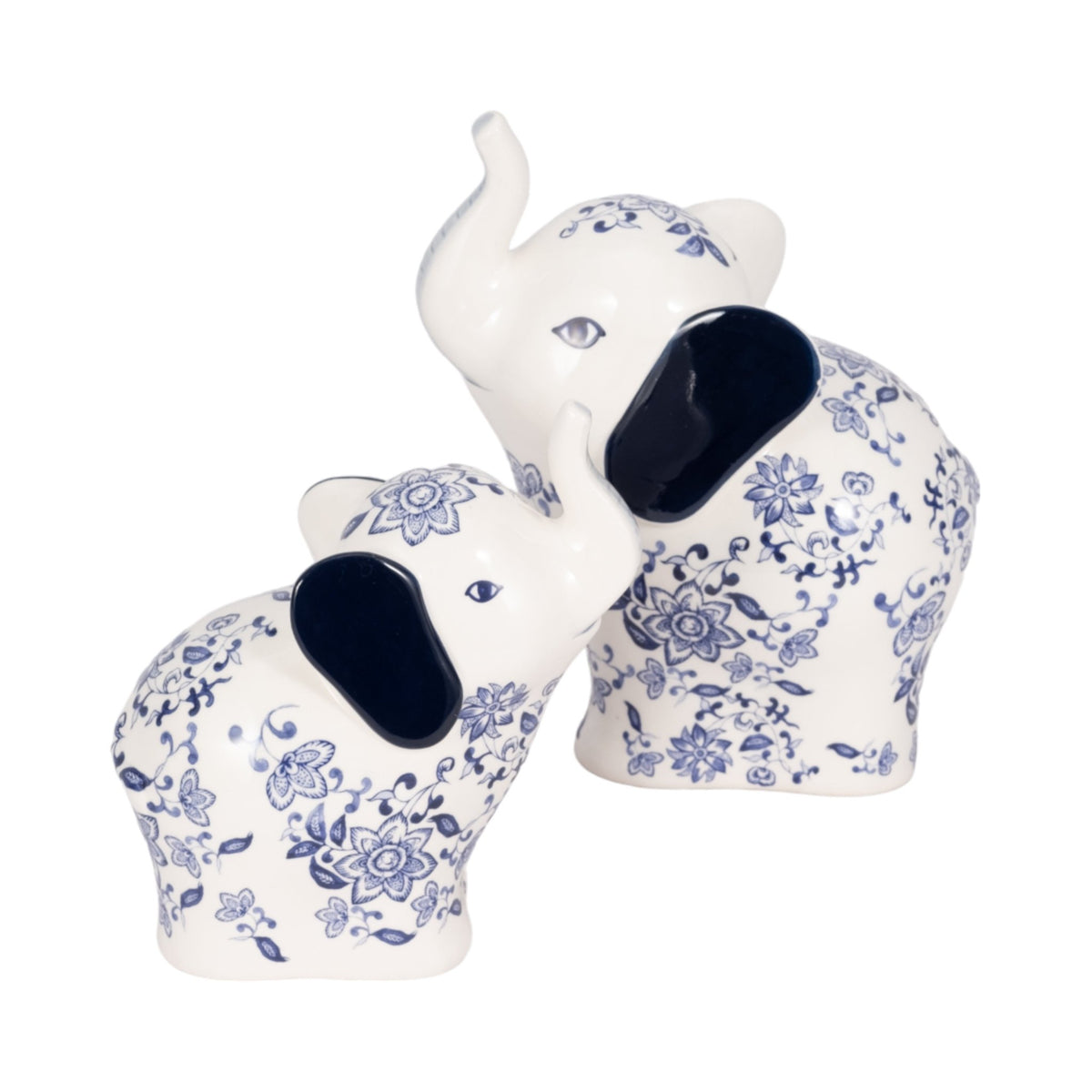 6" Trunk Up Chinoiserie Elephant, Blue/white Table Decors| Sagebrook Home