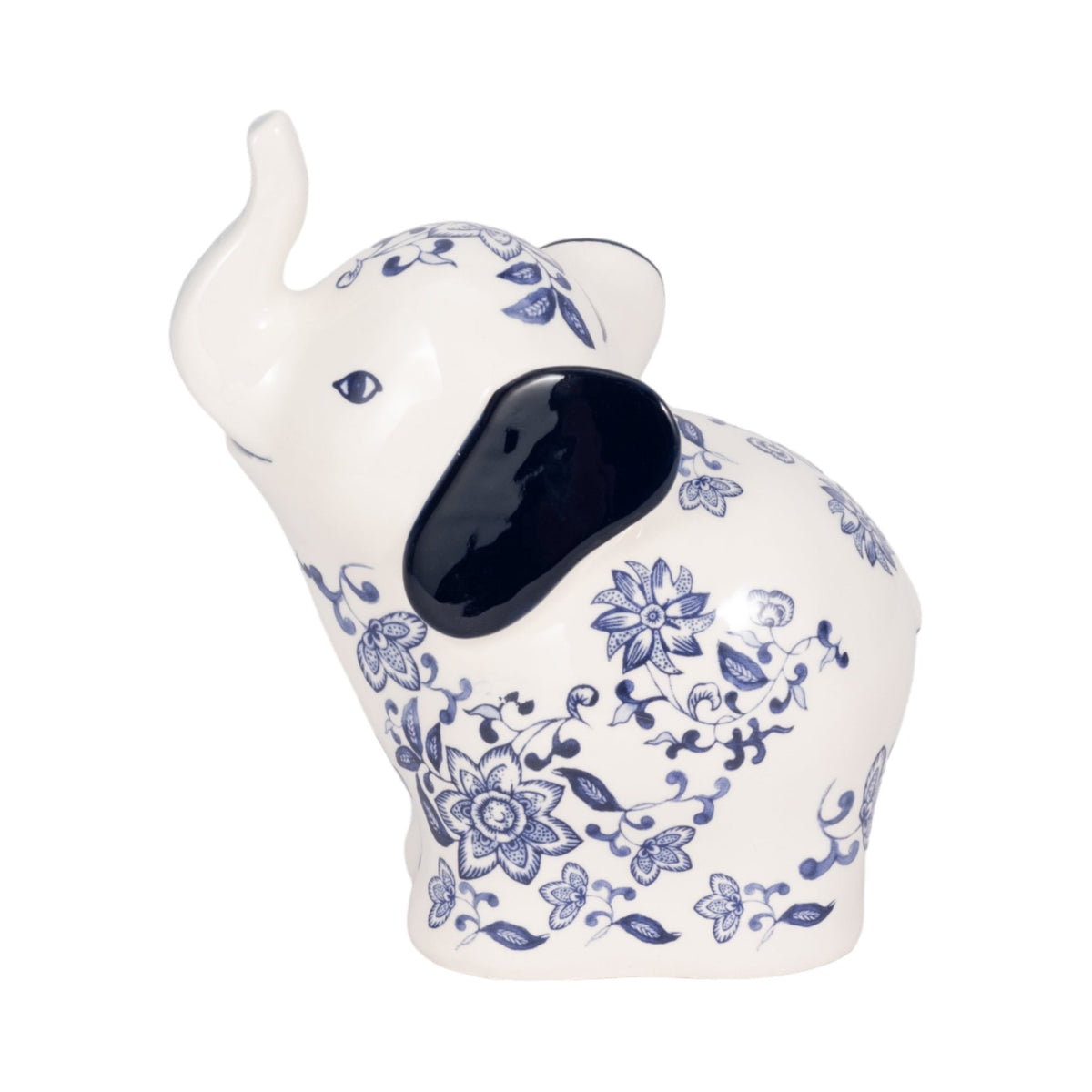 6" Trunk Up Chinoiserie Elephant, Blue/white Table Decors| Sagebrook Home