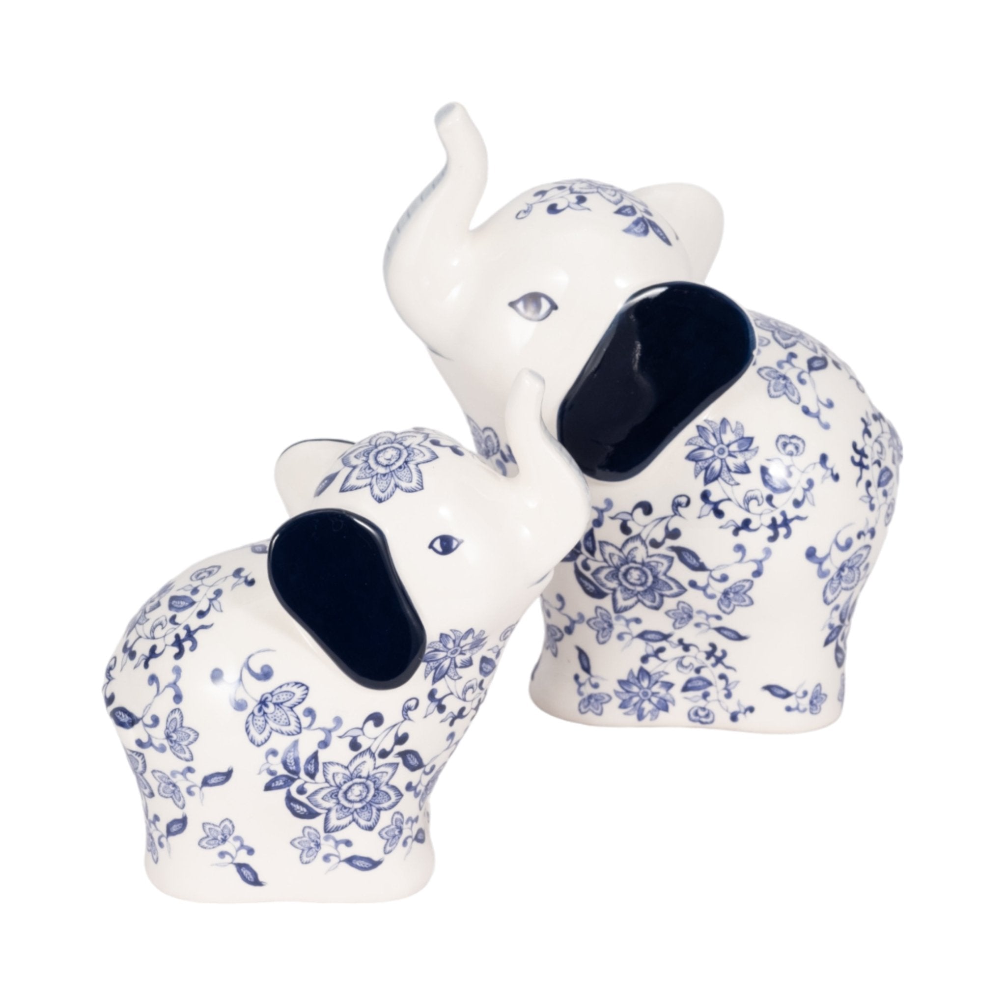 6" Trunk Up Chinoiserie Elephant, Blue/white Table Decors| Sagebrook Home