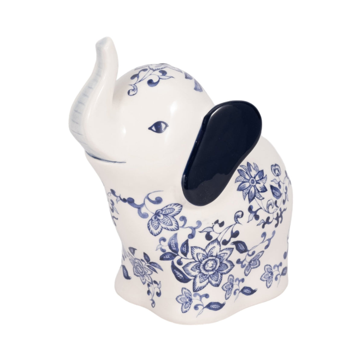 6" Trunk Up Chinoiserie Elephant, Blue/white Table Decors| Sagebrook Home