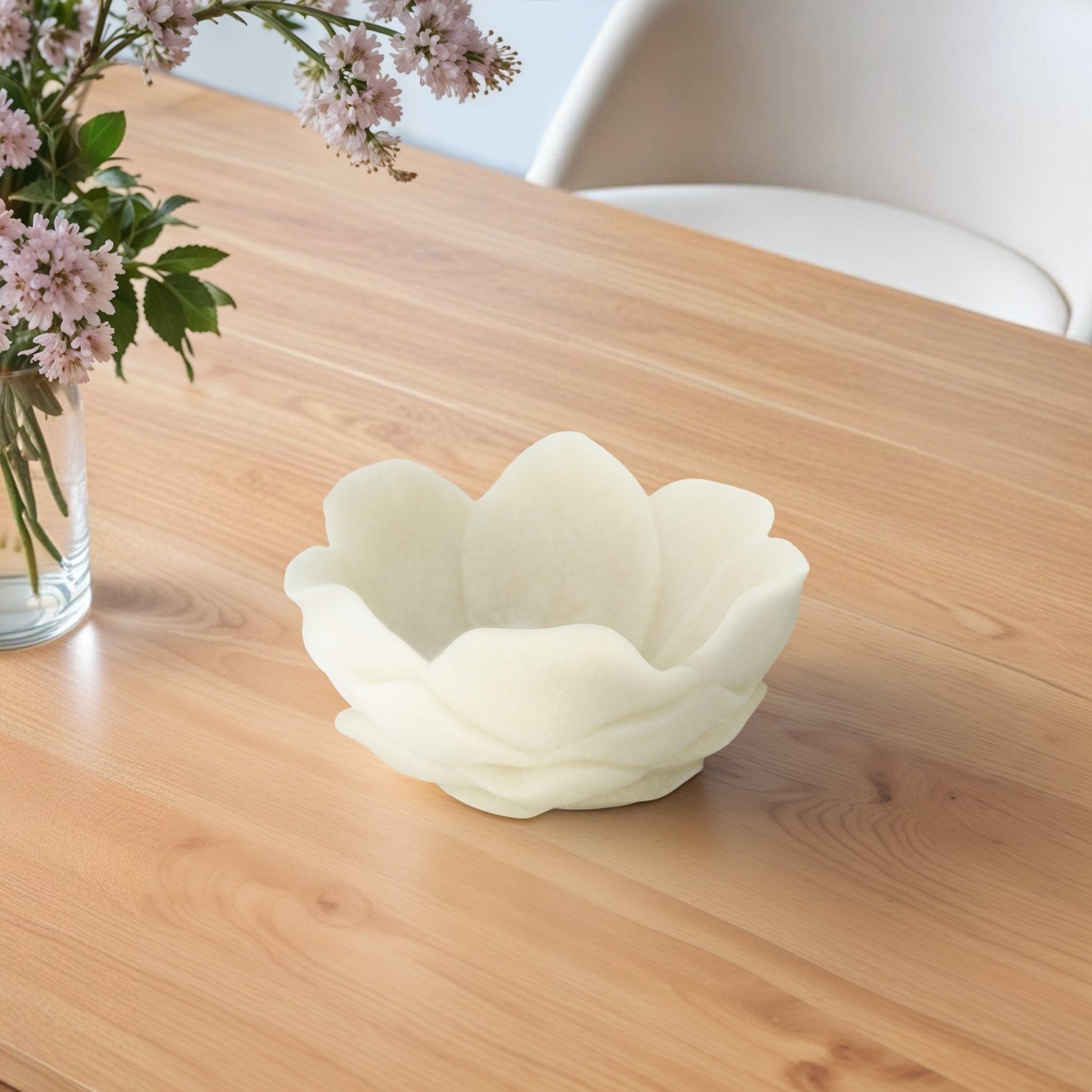 6" Zelen White Quartz Resin Flower Bowl Table Decors| Sagebrook Home