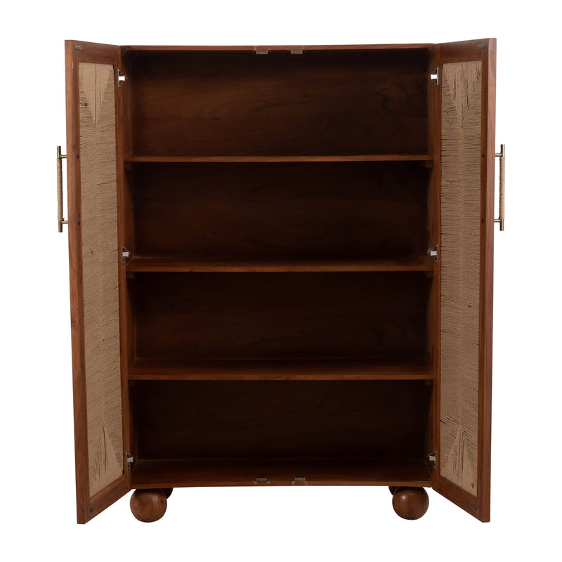 60" ACACIA WOOD ARMOIRE, BROWN - Al Rugaib Furniture