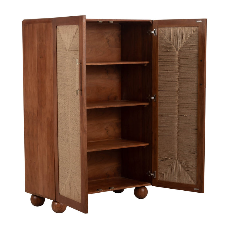 60" ACACIA WOOD ARMOIRE, BROWN - Al Rugaib Furniture