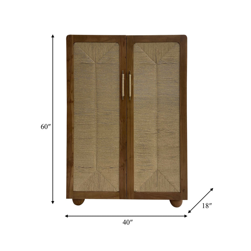60" ACACIA WOOD ARMOIRE, BROWN - Al Rugaib Furniture
