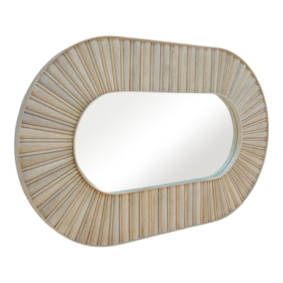 60" Colmar Fluted Wood Mirror, White Wash - Al Rugaib Furniture