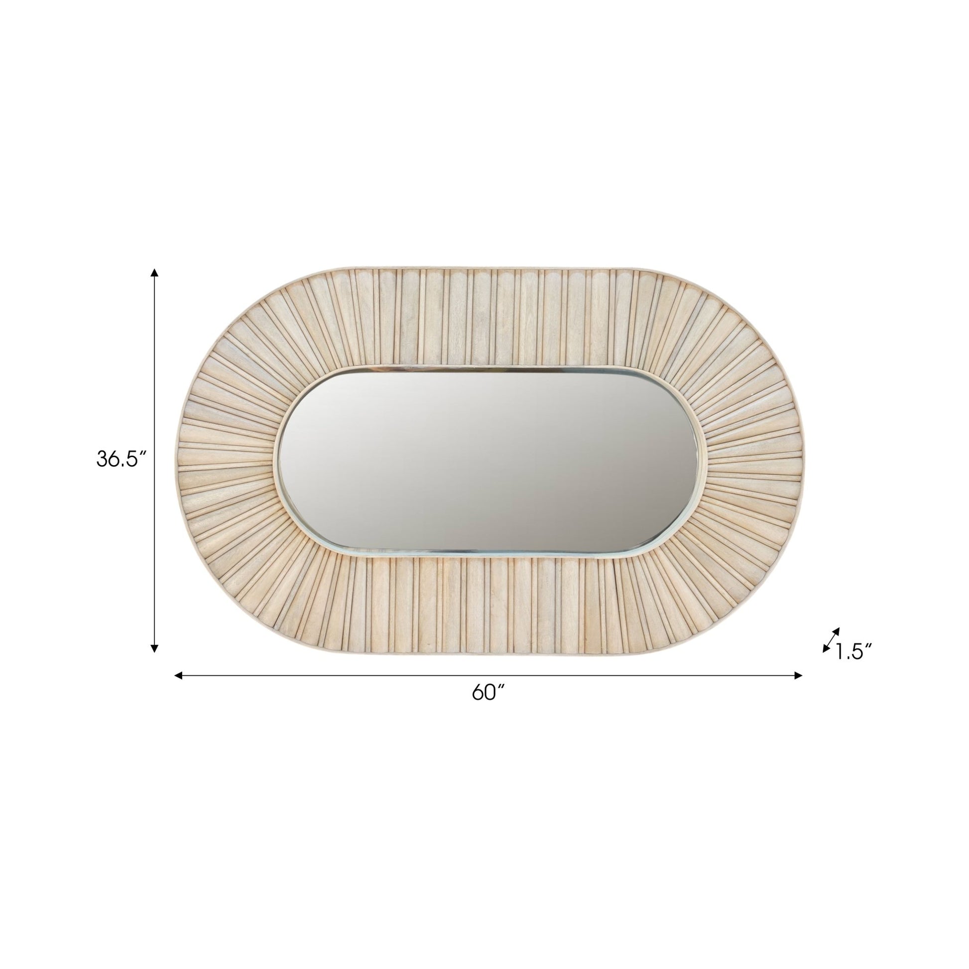 60" Colmar Fluted Wood Mirror, White Wash Wall Art| Sagebrook Home