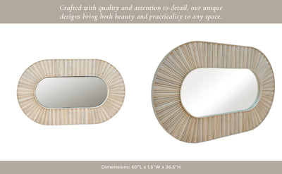 60" Colmar Fluted Wood Mirror, White Wash - Al Rugaib Furniture