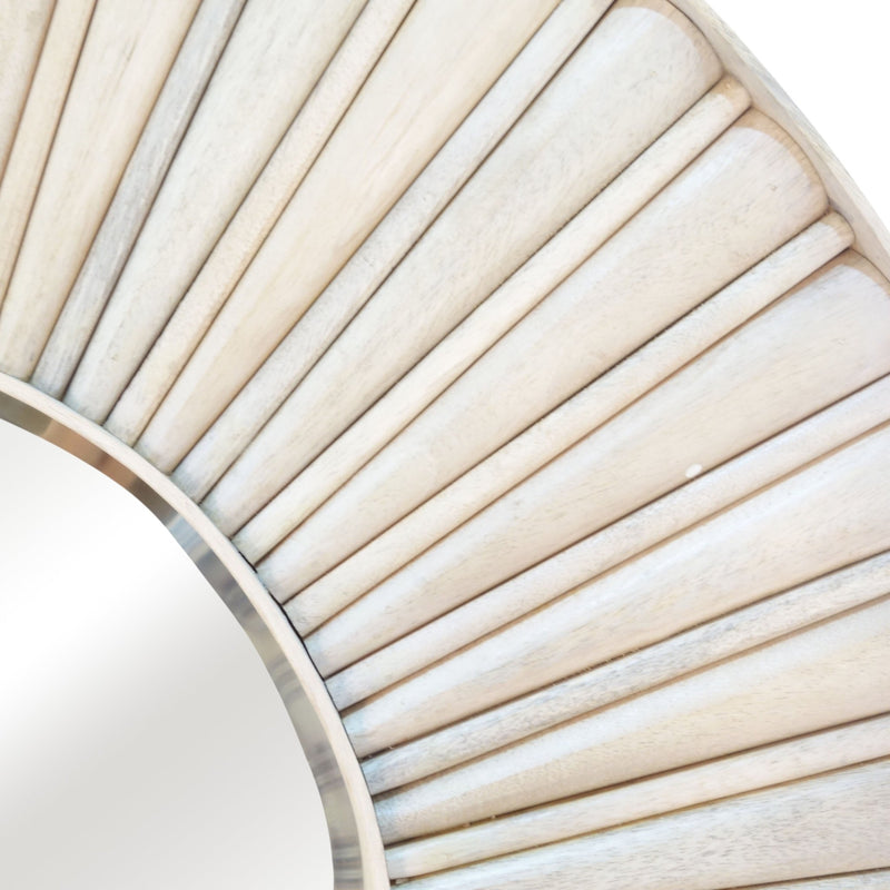 60" Colmar Fluted Wood Mirror, White Wash - Al Rugaib Furniture