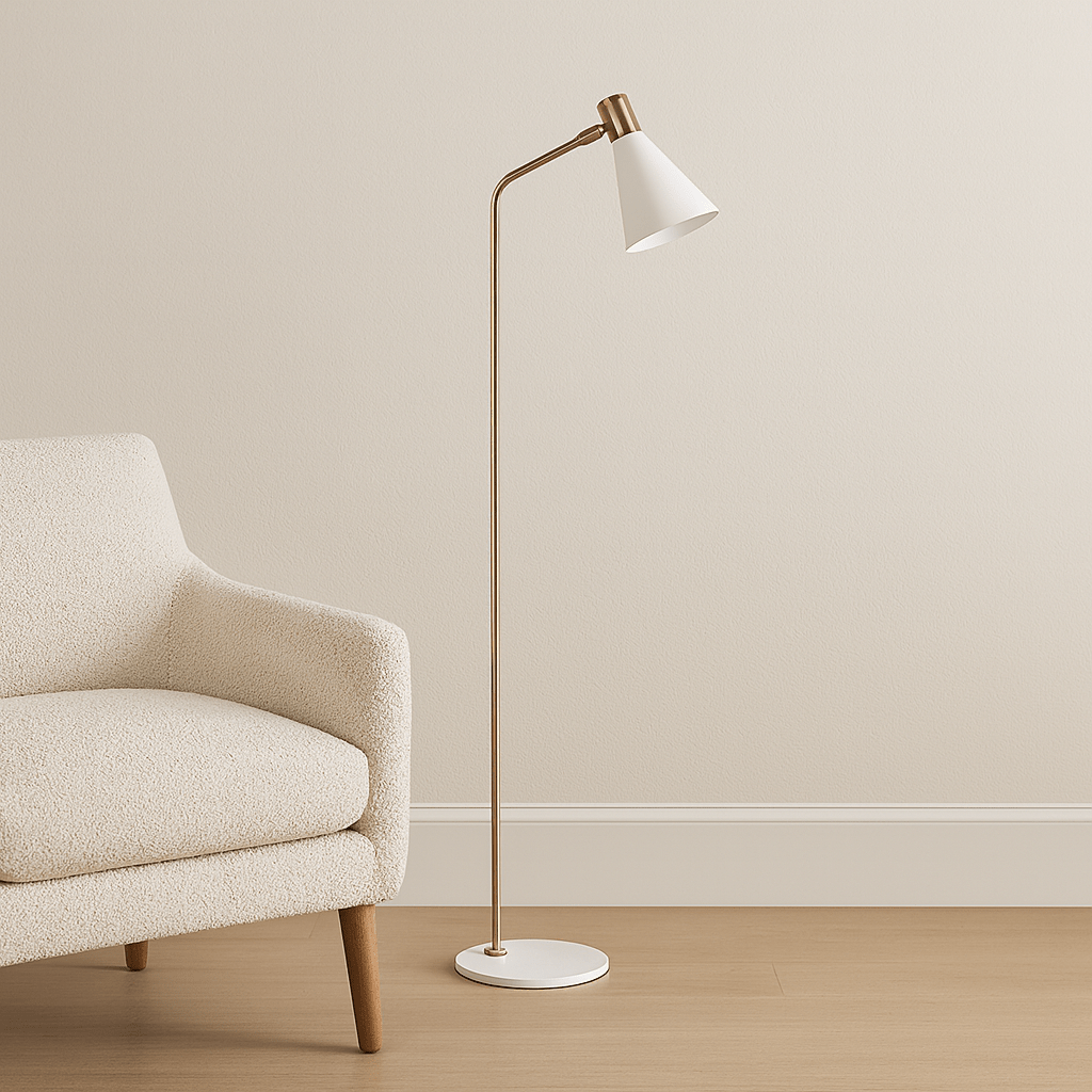 60" METAL FLOOR LAMP, WHITE/GOLD Floor lamps| Sagebrook Home