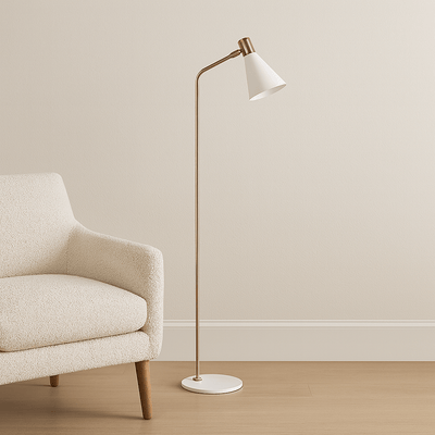 60" METAL FLOOR LAMP, WHITE/GOLD - Al Rugaib Furniture