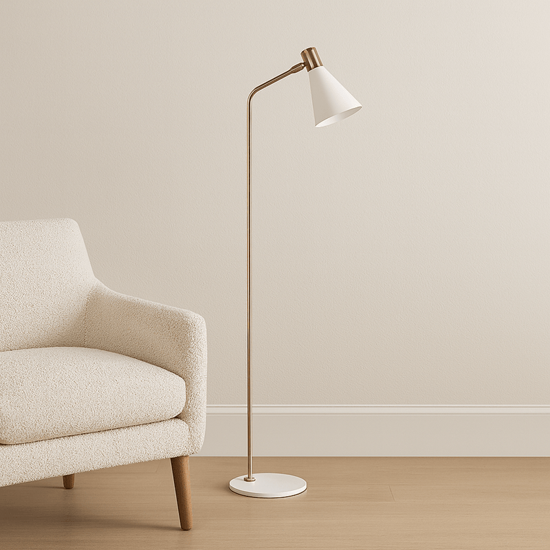 60" METAL FLOOR LAMP, WHITE/GOLD - Al Rugaib Furniture