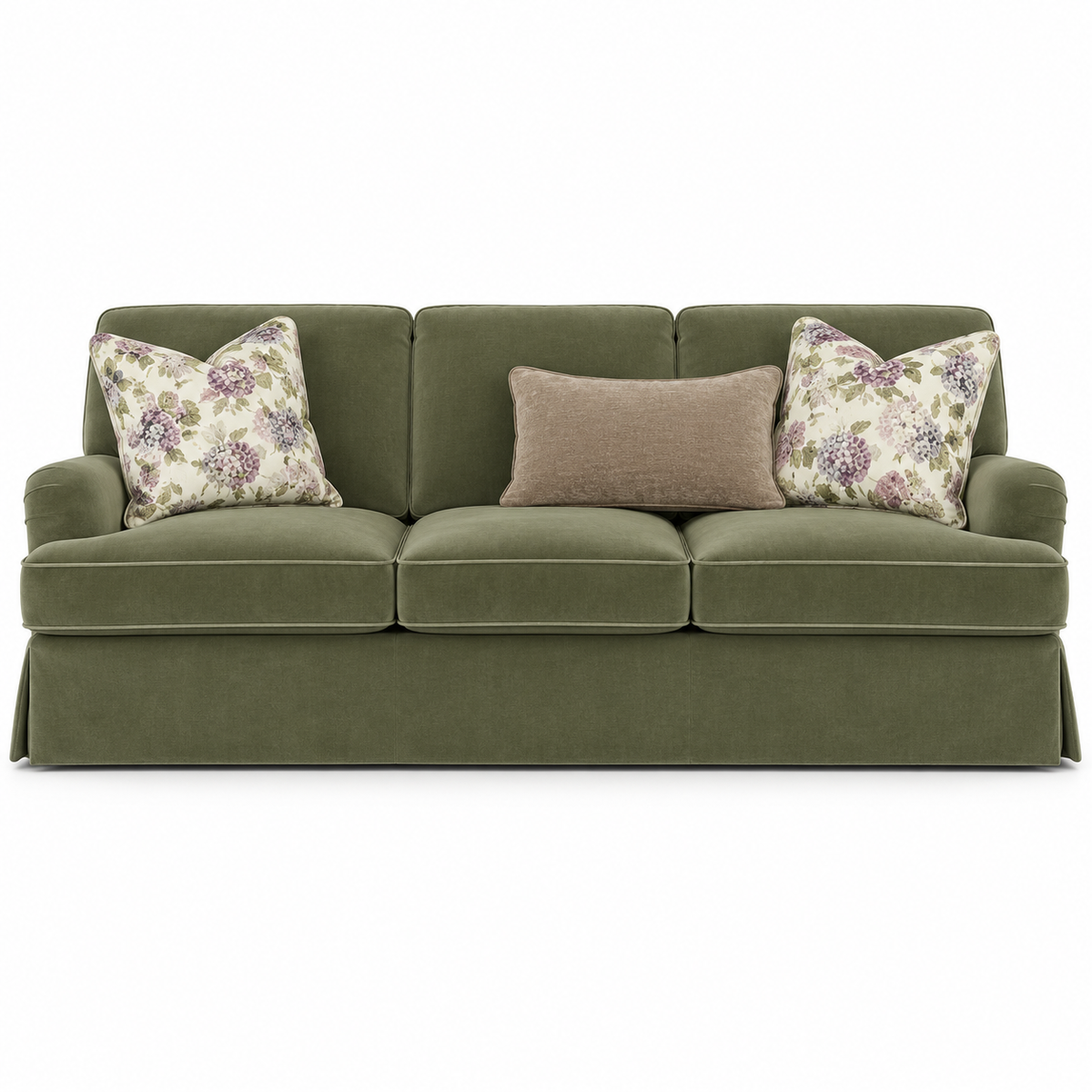 Jasmine Olive Sofa Skirted 273cm