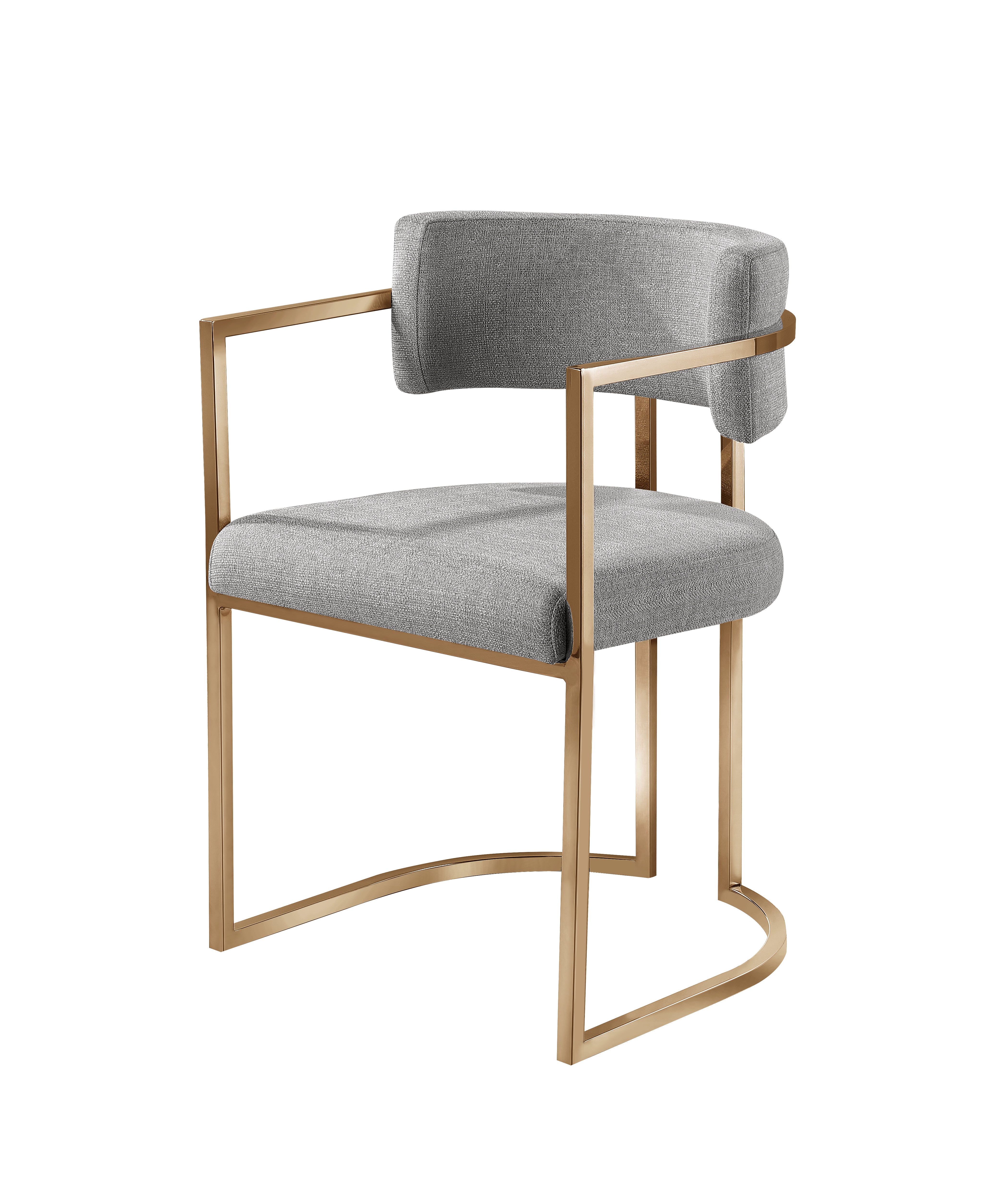 Alexa Grey Linen Dining Chair- Gold legs