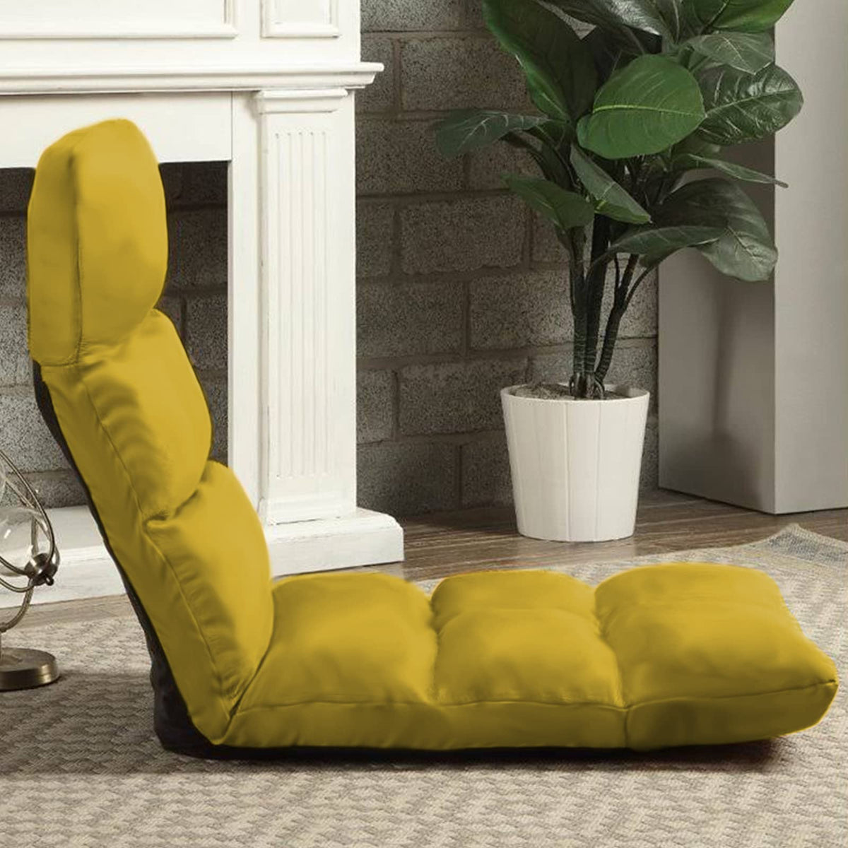 Picnic Upholstered Velvet Foldable Floor Chair - 120x50x15 cm Gold