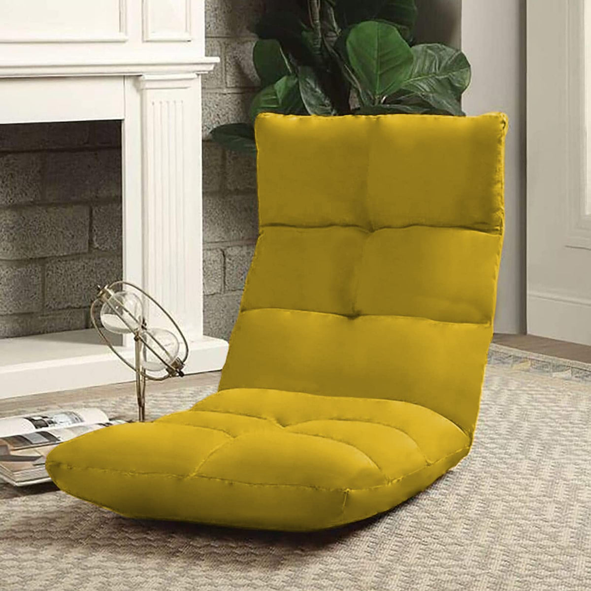 Picnic Upholstered Velvet Foldable Floor Chair - 120x50x15 cm Gold