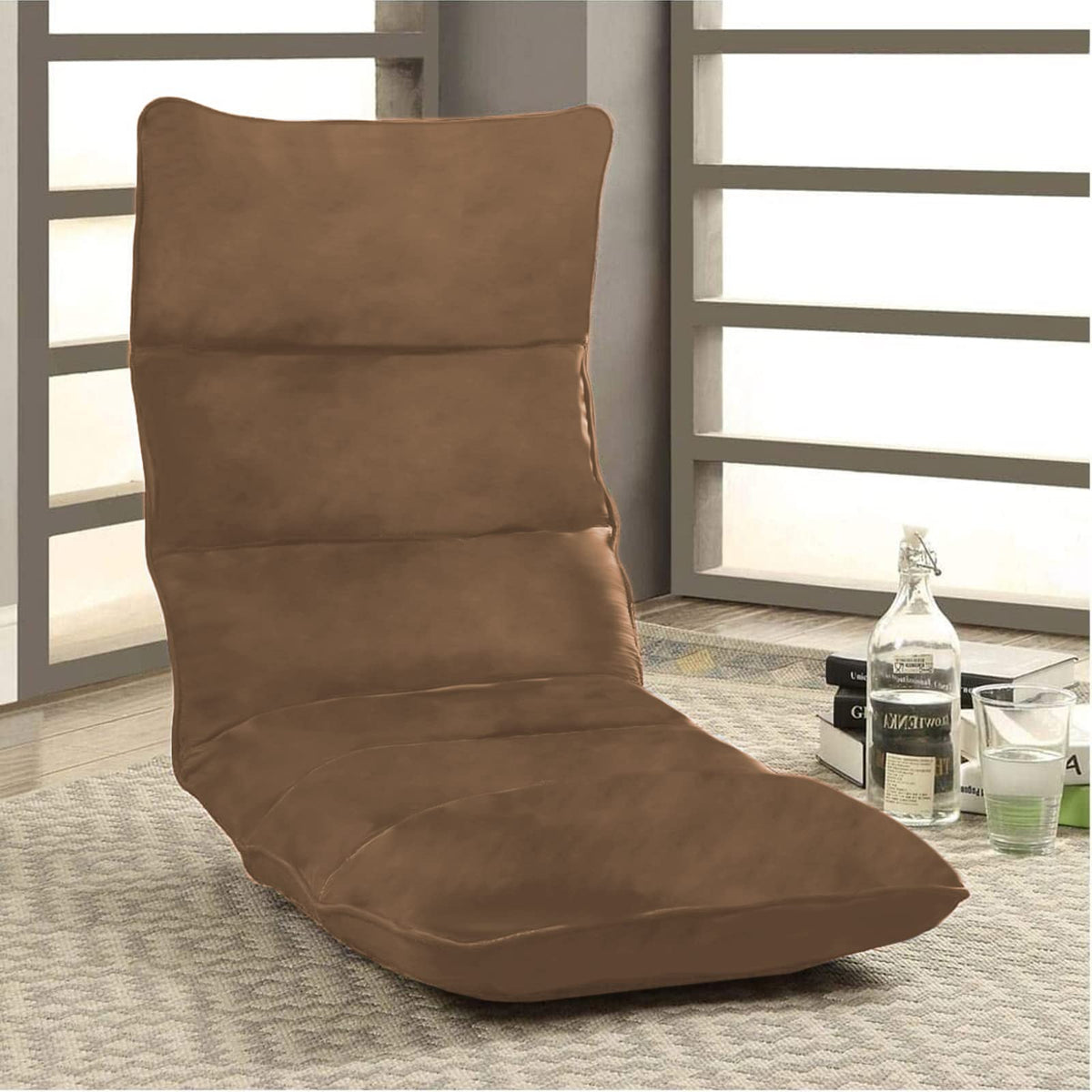 Picnic Velvet Foldable Floor Chair - 120x50x15 cm Light Brown