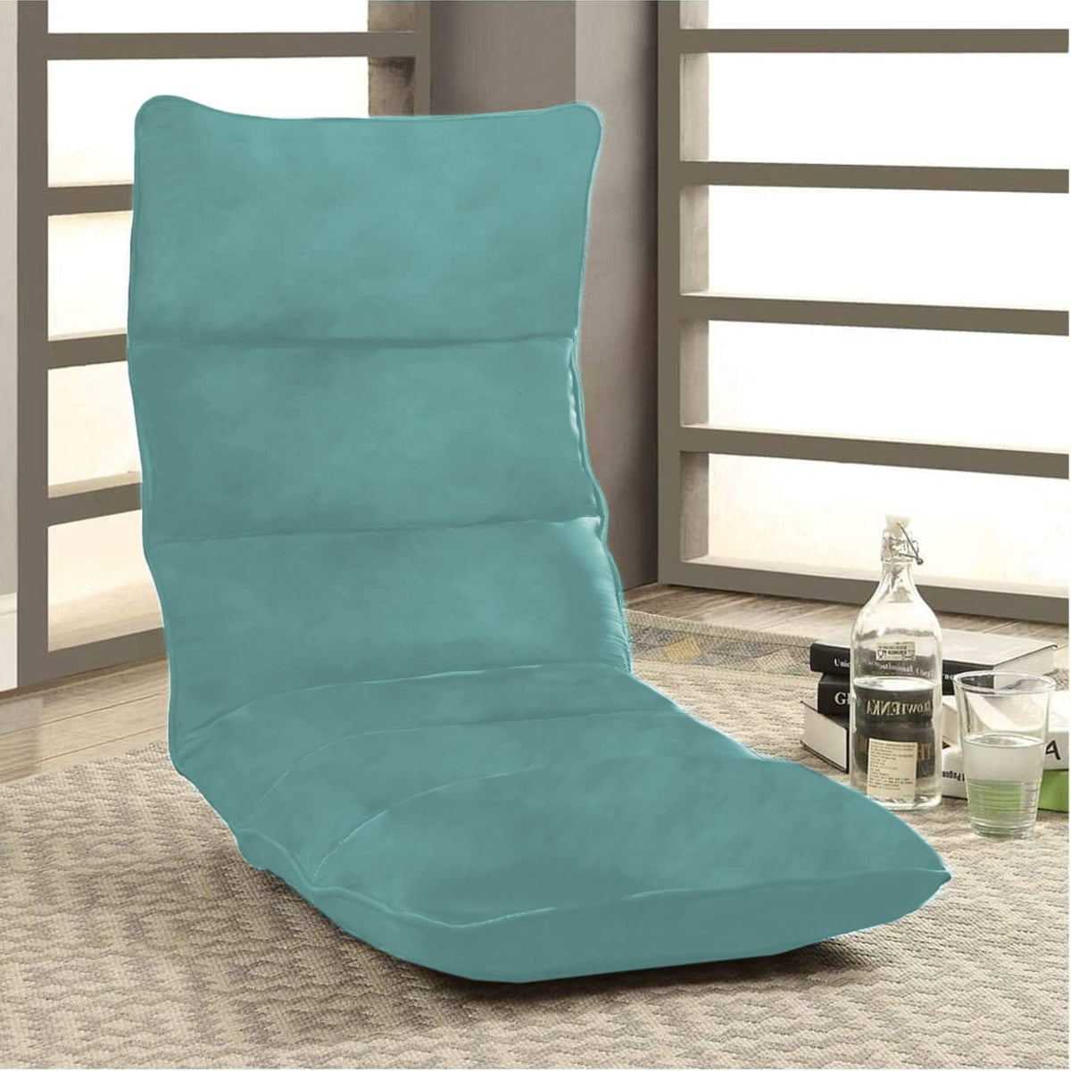 Picnic Velvet Foldable Floor Chair - 120x50x15 cm Light Turquoise