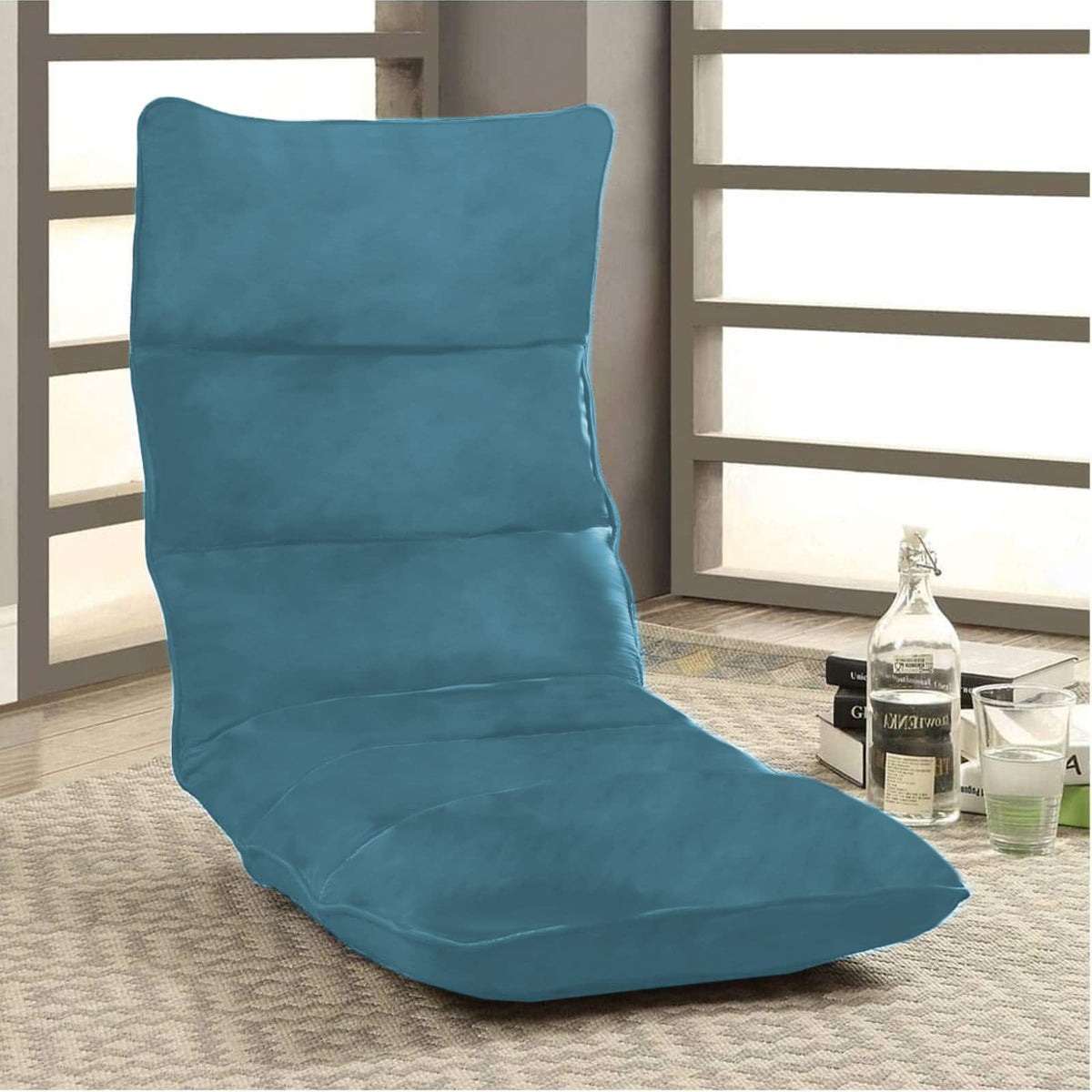 Picnic Velvet Foldable Floor Chair - 120x50x15 cm Dark Turquoise