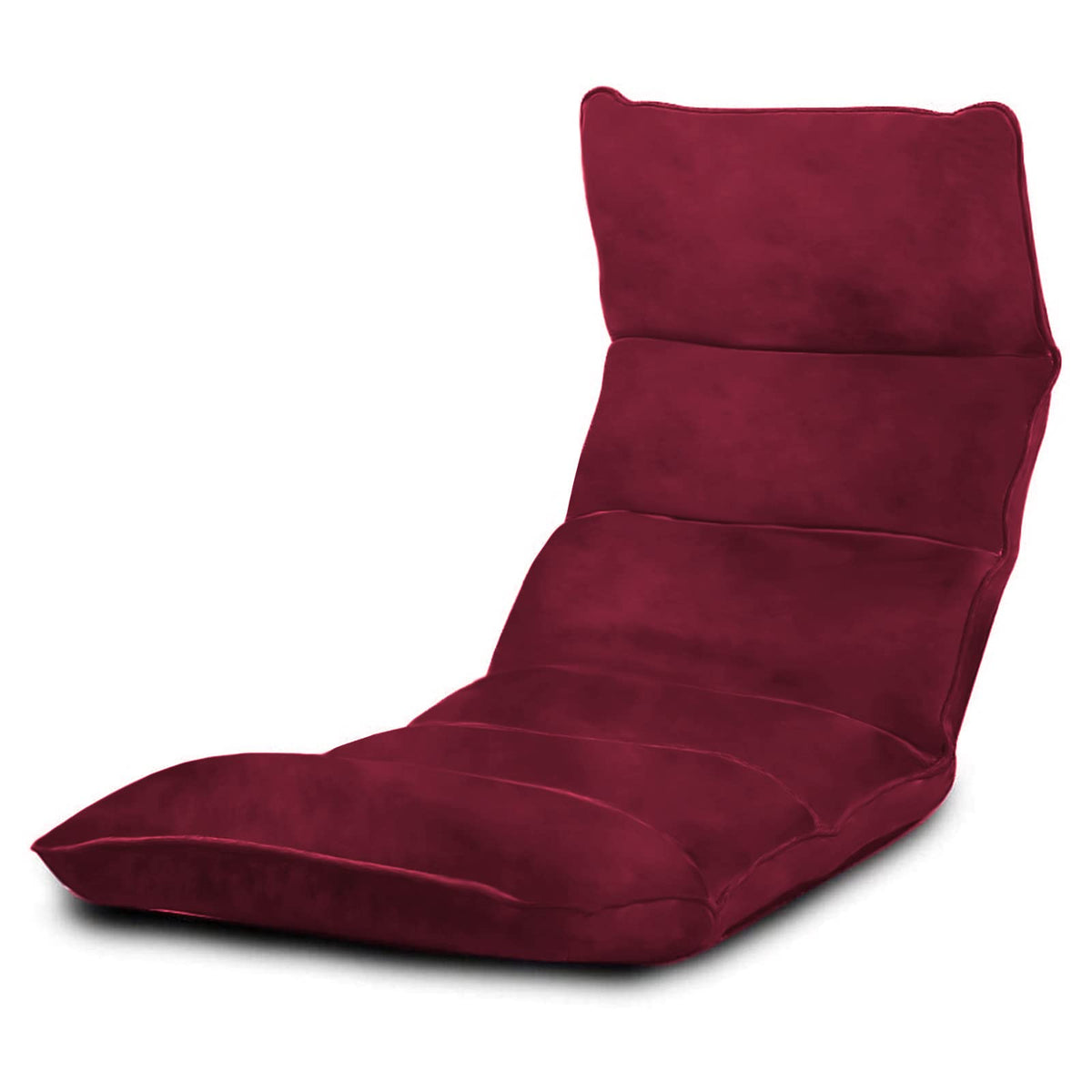 Picnic Velvet Foldable Floor Chair - 120x50x15 cm Burgundy