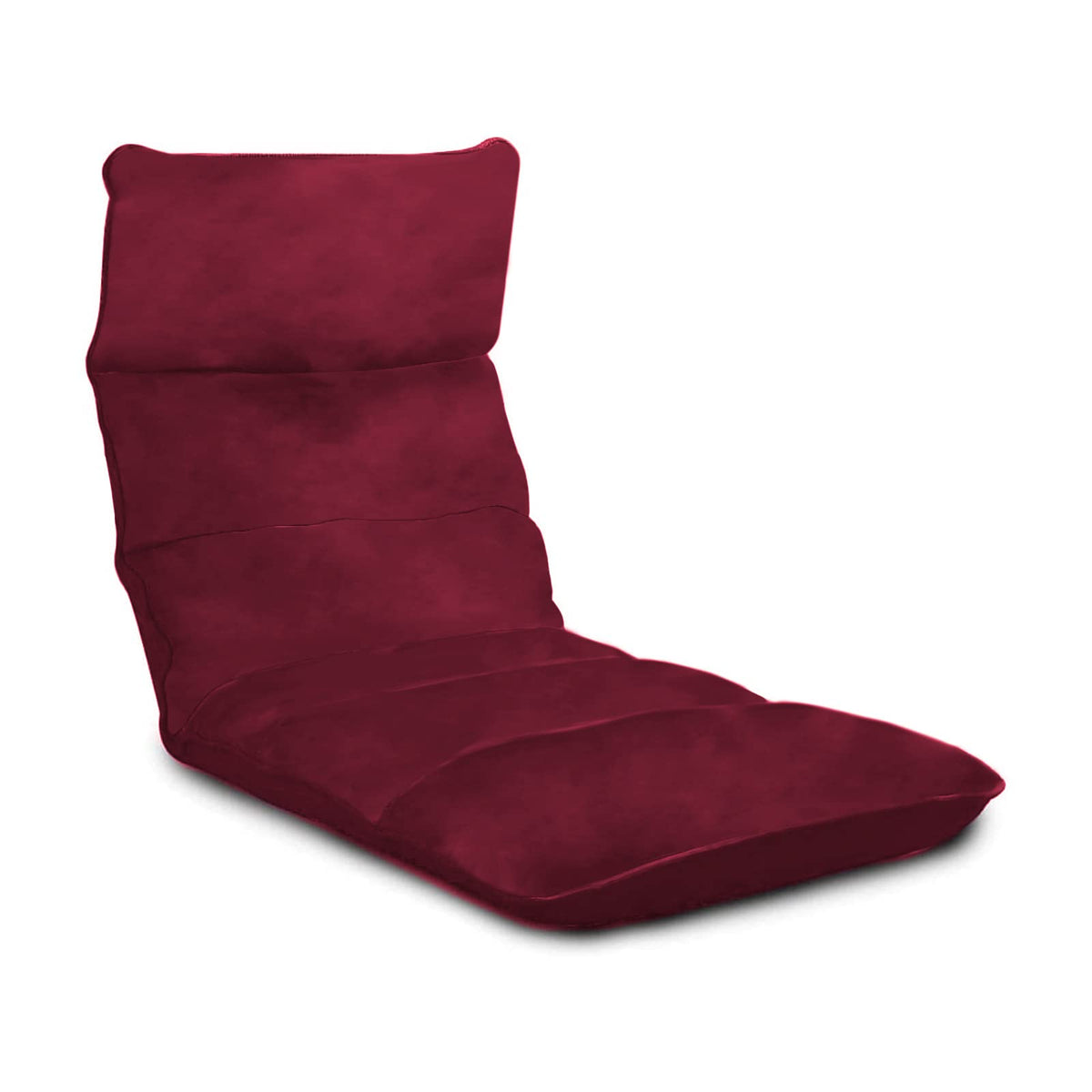 Picnic Velvet Foldable Floor Chair - 120x50x15 cm Burgundy