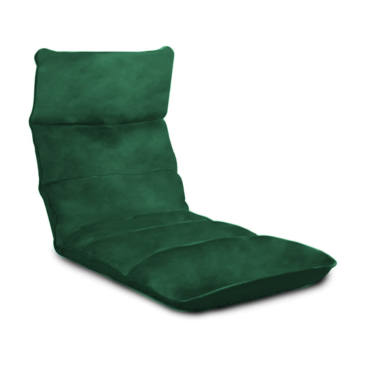 Picnic Velvet Foldable Floor Chair - 120x50x15 cm Dark Green